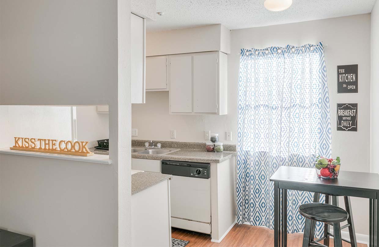clean modern kitchen at Stadium Square Apartments
